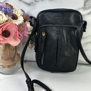 ❌SOLD❌American Leather Co‎ Cleveland Black Pebble Grain Crossbody Bag Adjustable
